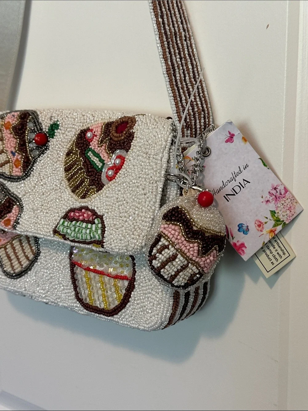 New Viral Made in India Beaded Cupcake Bag with Cupcake Charm